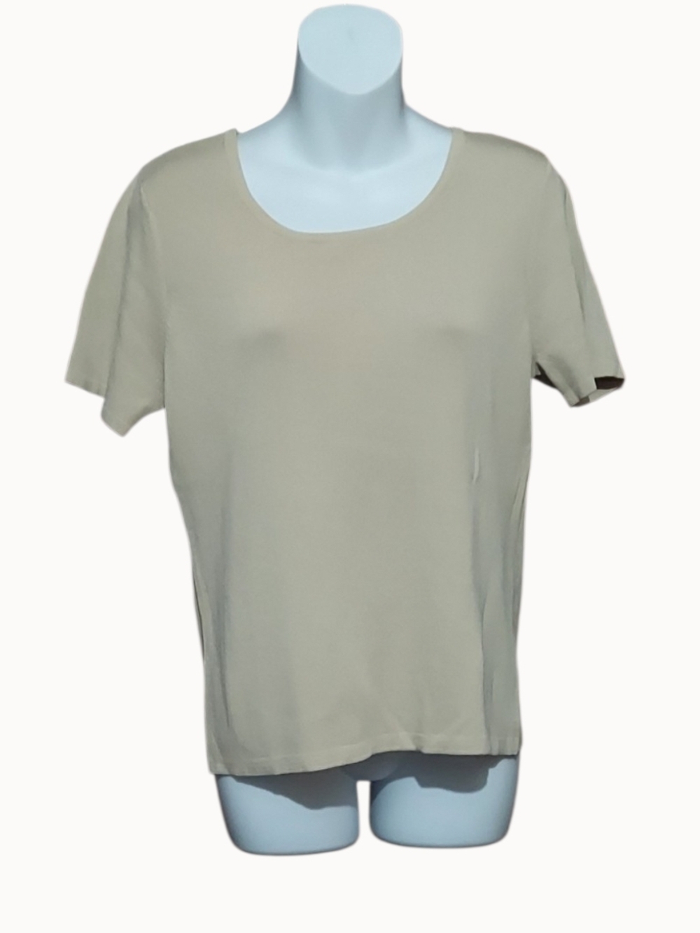 NWT Multiples Short-Sleeve Crewneck Sweater in Light Beige Sz Medium